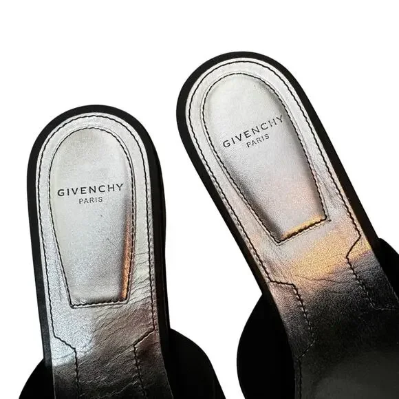 Givenchy Paris Bedford Slip On Leather Flat Mules Black Size 38/ US 7